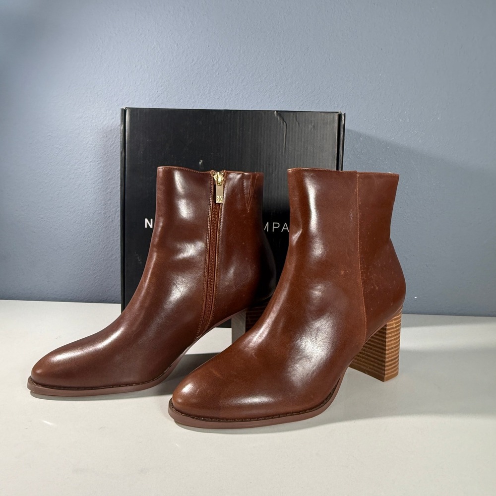 New York and Company‎ Jadyn Side Zip Ankle Bootie Brown Block Heel Womens 11 - Picture 2 of 8